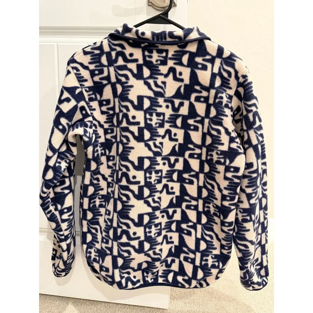 Patagonia Synchilla Snap-T Fleece Kids XL Navy Cream Print Women S M